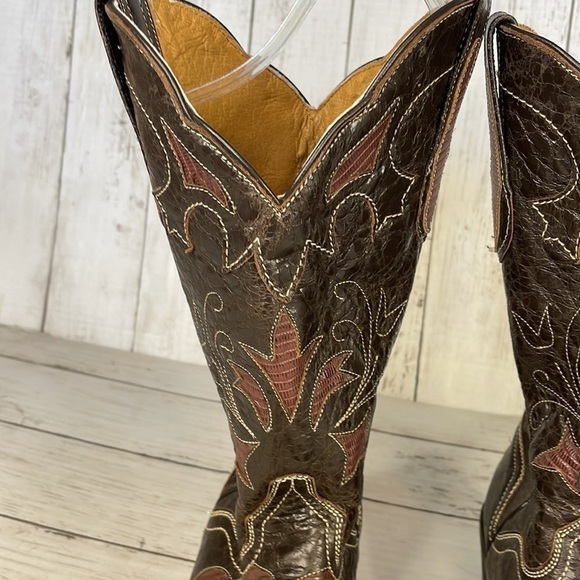 JB Dillion Brown Goatskin Embellished Snip Toe Western Boot - Picture 7 of 16